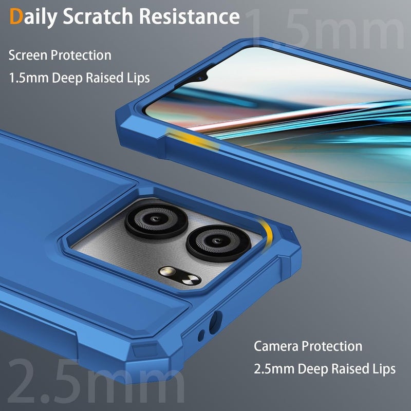 Mocotto for BLU View 5 Phone Case with Tempered Glass Screen Protector,Slim Soft Silicone Full-Body Protective Case for BLU View 5 (Blue) - Image 2